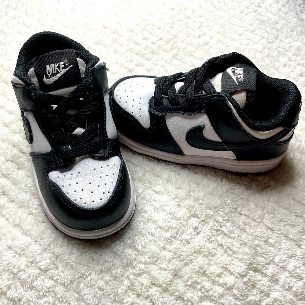 Toddler Panda Nike B&W Dunks worn twice
